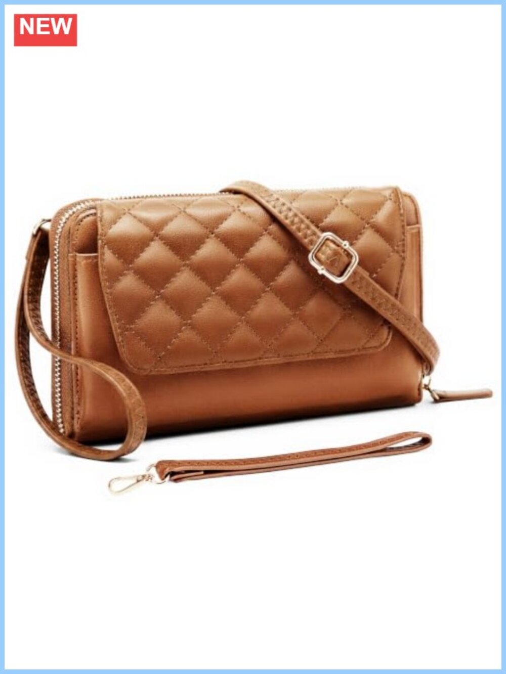 Vegan Leather Crossbody Wallet Wristlet 3-in-1 RFID Small Purse